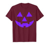 Trick or Treat Funny Halloween Costumes Party Tees Jack O Lantern Scary Carved Pumpkin Face Halloween Purple T-Shirt - size