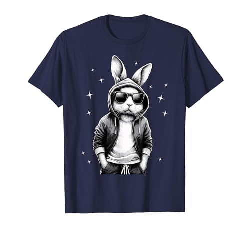 Bunny Face with Sunglasses Rabbit for Boys Men Kids T-Shirt — design detail