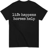 Nusyouc Life Happens Horses Help Equestrian T-Shirt Vintage Horse Lover T Shirt Tops - size chart