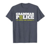 Easy Halloween Costume Top Shop Grammar Police Officer Funny Badge Halloween Costume T-Shirt - size chart