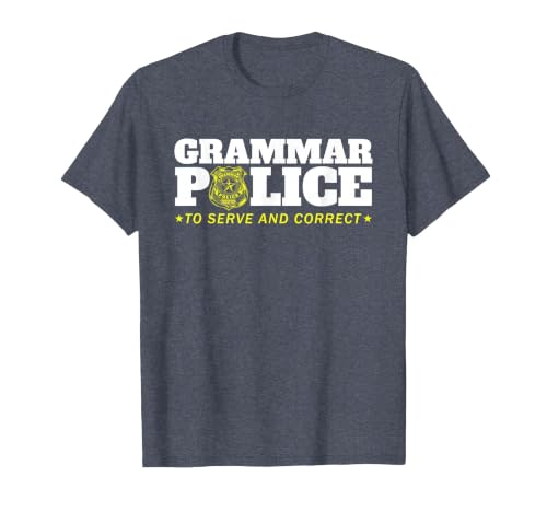 Easy Halloween Costume Top Shop Grammar Police Officer Funny Badge Halloween Costume T-Shirt - size chart
