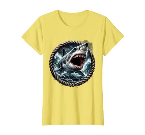 Mademark Shark Bursting Through Waves Graphic T-Shirt - size chart