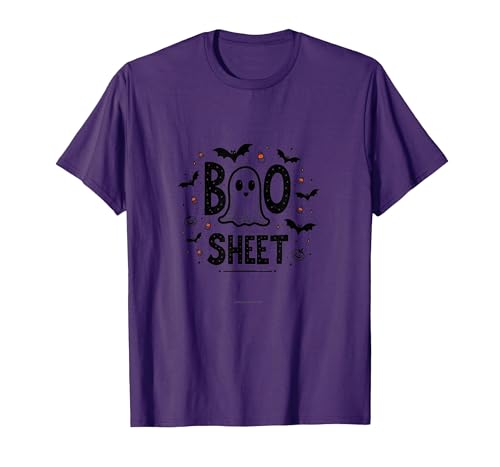 Mademark Halloween Humorous Boo Sheet Ghost Face Pun T-Shirt - size chart