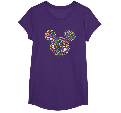 Disney Mickey Mouse Halloween Head Icon Pumpkins and Candy T-Shirt - size chart