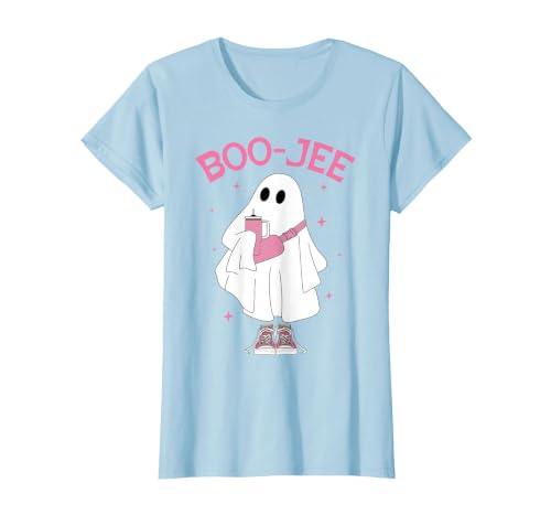 Spooky Season Ghost Halloween Boujee Boo-Jee Boo-JEE Spooky Season Ghost Pink Halloween Pumpkin Boujee T-Shirt - size chart