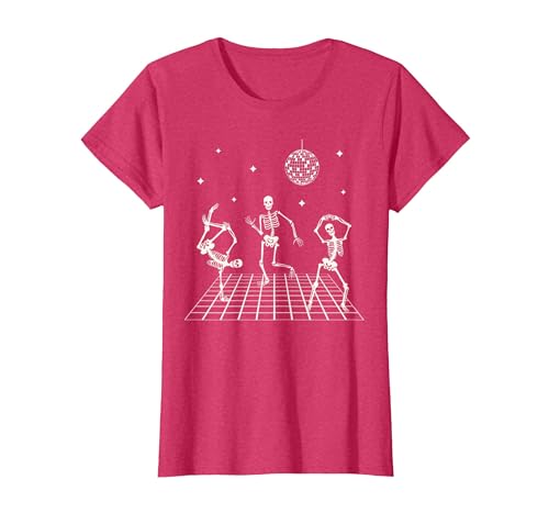 Sollomio Skeletons Dancing at The Club with a Disco Ball Halloween T-Shirt - size chart