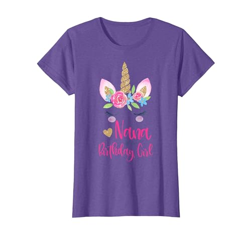 Unicorn Birthday Girl Family Shirts Unicorn Nana of The Birthday Girl Shirt Matching Party Tee T-Shirt - size chart