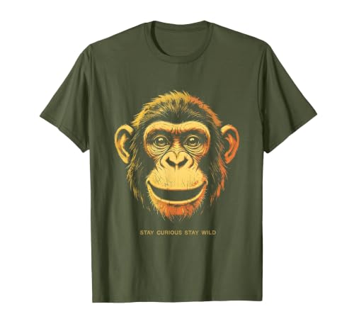 Mademark Stay Curious Stay Wild Monkey Graphic Design T-Shirt - Men - size chart