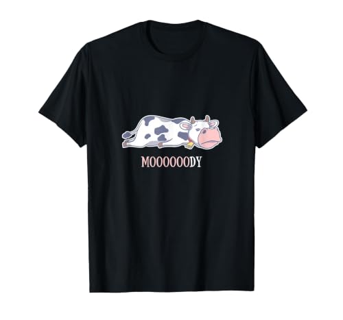 Bad Mood Sleeping Cow Tee Moooody Cow Beef Milk Farm Animals T-Shirt - size chart