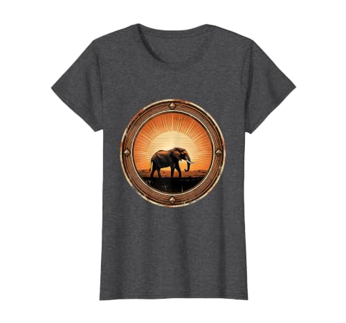 Mademark Elephant Silhouette Glowing Safari Sunset T-Shirt - Women - size chart
