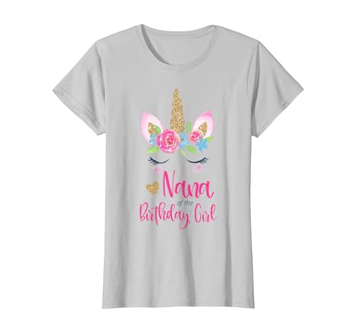 Unicorn Birthday Girl Family Shirts Unicorn Nana of The Birthday Girl Shirt Matching Party Tee T-Shirt - size chart