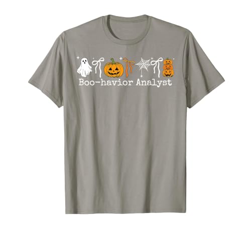 Behavior Analyst Halloween ABA Ghost Boo-havior Boo-Havior Analyst Pumpkin Ghost ABA Therapist Halloween T-Shirt - size chart