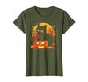 Black Cat Halloween Pumpkin Gifts Retro Black Cat Halloween Pumpkin Costume for Women Men Kids T-Shirt - size chart