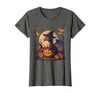 Halloween Dragons Fantasy Spooky Witchy Cute Halloween Dragon Witch Hat Pumpkin Moon Fantasy T-Shirt - size chart