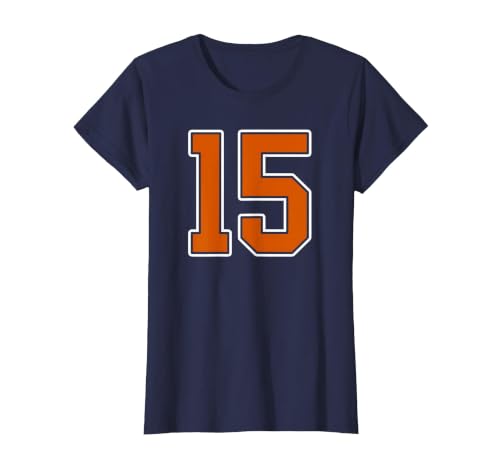 Number 15 Jersey Player Uniform #15 Gifts Burnt Orange White Number 15 Jersey Player Uniform #15 T-Shirt - size chart