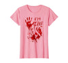InGENIUS Halloween Shirts & Gifts I'm Fine Bloody Hand Blood Stained Splatter Funny Halloween T-Shirt - size chart