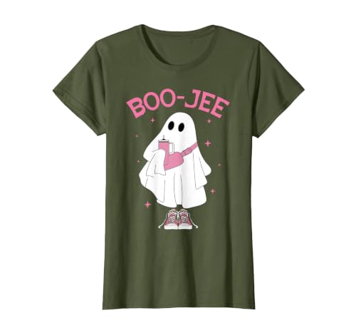 Spooky Season Ghost Halloween Boujee Boo-Jee Boo-JEE Spooky Season Ghost Pink Halloween Pumpkin Boujee T-Shirt - size chart