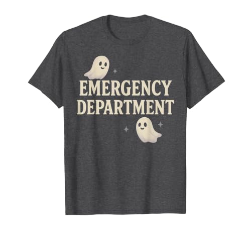 Emergency Department Shirts & Gifts HHWCo. ER Halloween Emergency Department Cute Ghost Design Spooky T-Shirt - size chart