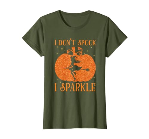 PDUS32 I Don't Spook I Sparkle Funny Halloween I Don't Spook I Sparkle Funny Halloween Girl Witch Pumpkin T-Shirt - size
