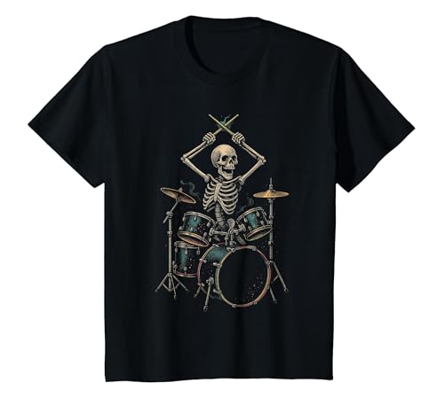 Drummer Gifts Skeleton Drummer Drums T-Shirt - size chart