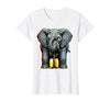 Mademark Funny Elephant Hiding Behind Tiny Tree T-Shirt - Women - size chart