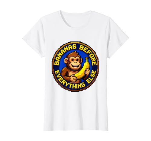 Mademark Bananas Before Everything Else Monkey Design T-Shirt - Women - size chart