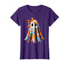 Patchwork Quilt Ghost Halloween Quilter Autumn Tee Patchwork Ghost Quilt Halloween Quilter Fall Autumn Bow Cute T-Shirt -