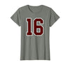 Maroon Number 16 Jersey Player Uniform #16 Gifts Maroon and White Number 16 Jersey Player Uniform #16 Fan T-Shirt - size
