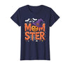 Mom-ster Halloween Funny Witch Hat Pumpkin Mom Momster Mom Mommy Matching Family Halloween Costume Women T-Shirt - size chart