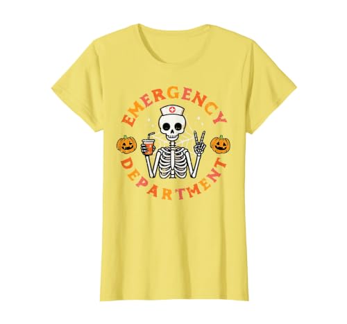 Halloween Nurse Shirts For Women Scrub Costumes Emergency Department Funny Halloween ER Nurse Women Men T-Shirt - size chart