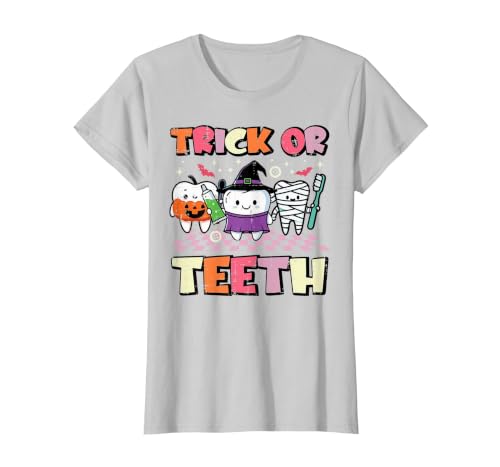 Halloween Shirts For Women Men Kids Boys Girls Halloween Dentist Trick Or Teeth Dental Costume Men Women T-Shirt - size chart