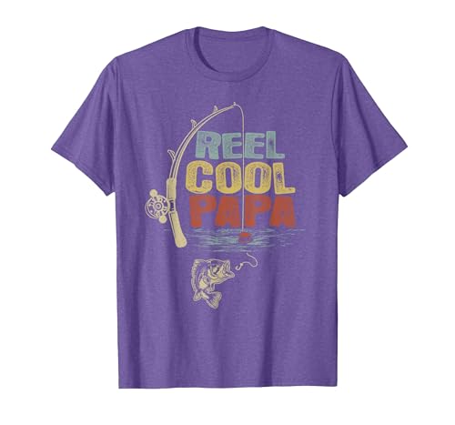 Cool Papa Fathers Day Fishing Gifts Funny Fisherman Vintage Reel Cool Papa T-Shirt - size chart