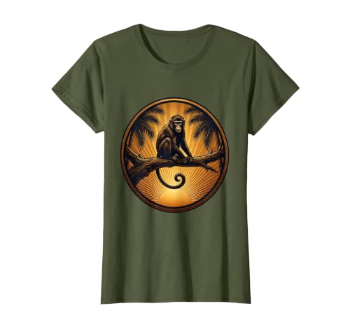 Mademark Monkey Silhouette Tropical Sunset Graphic T-Shirt - Women - size chart