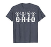 Funny O-H-I-O State Skeleton Halloween Funny O-H-I-O State Skeleton Ohio Halloween Vintage Vibe Fun T-Shirt - size chart