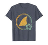 Mademark Hawaiian Shark Fin Turquoise Ocean Waves Design T-Shirt - size chart