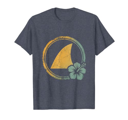 Mademark Hawaiian Shark Fin Turquoise Ocean Waves Design T-Shirt - size chart