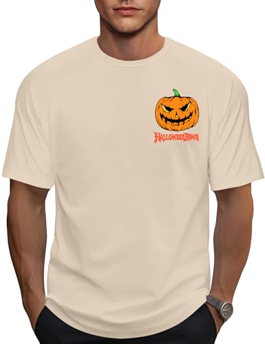 Ithalt Mens Halloween Shirt Halloweentown T Shirt Pumpkin Short Sleeve Top - size chart