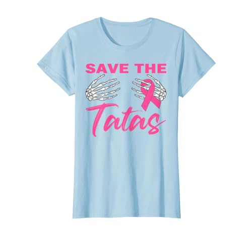Amb Breast Cancer Awareness Month Warrior Survivor Save The Tatas Breast Cancer Pink Ribbon Skeleton Halloween T-Shirt -
