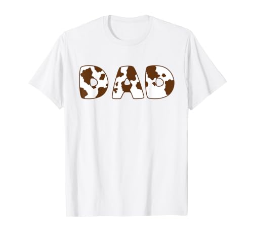 Cow Print For Family Matching Outfits DAD Cow Brown White Animal Print, Cow Pattern Farmer DAD T-Shirt - size chart