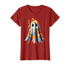 Patchwork Quilt Ghost Halloween Quilter Autumn Tee Patchwork Ghost Quilt Halloween Quilter Fall Autumn Bow Cute T-Shirt -
