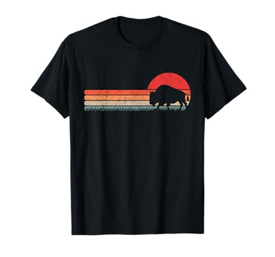 Retro Sunset Bison Silhouette T-Shirt