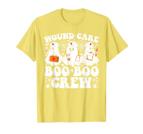 Wound Care Nurse Boo Boo Crew Halloween Wound Care Boo Boo Crew Nurse Funny Ghost Halloween Nurse T-Shirt - size chart