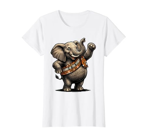 Mademark Land Of The Ivory, Land Of Mine Patriotic Elephant Design T-Shirt - Women - size chart