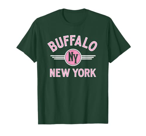 133 Apparel Buffalo NY Buffalo New York Circle NY Pink Print T-Shirt - size chart