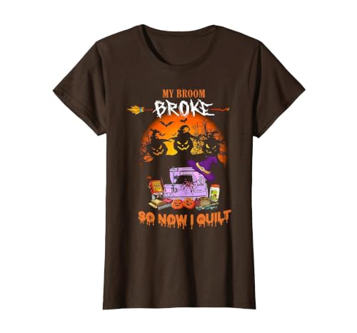 Humor Halloween Costume 2020 My Broom Broke So Now I Quilt - Quilting Halloween T-Shirt - size chart