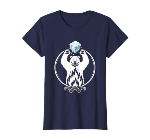 Mademark Polar Bear Throws Ice Into Fire Funny Design T-Shirt - size chart