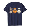 Funny Retro Hedgehog Halloween Witch Spooky Ghost Hedgehog Lover Pumpkin Halloween T-Shirt - size chart