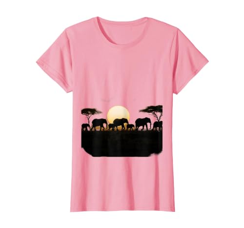 Mademark Elephant Herd Crossing Dusty Savanna Plains T-Shirt - Women - size chart