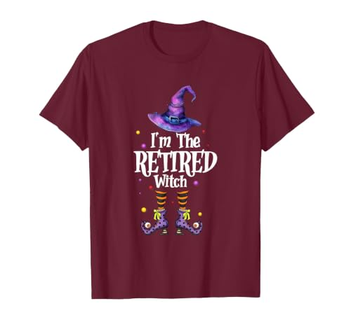 Funny Quote Horror Costume Party Family Friends I'm The Retired Witch Spooky Scary Halloween Retiree Women T-Shirt - size