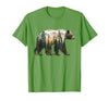 Bear Designs. Bear Forest Mountains Trees Nature Sunset Outdoor Graphic T-Shirt - size chart